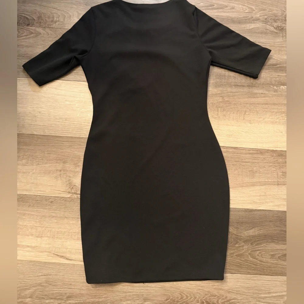 Haute Monde Black Mini Dress with Gold Accents - Picture 5 of 5